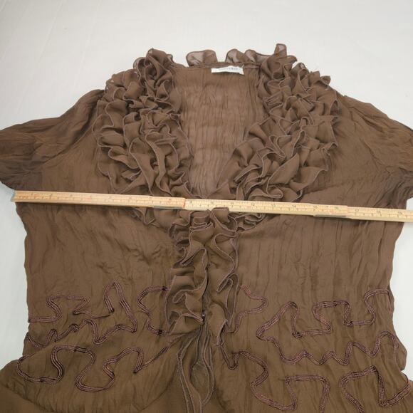 Kaelyn Max Womens Medium Blouse Sheer Brown Regency Festival Ren Fair Artsy Boho - Picture 10 of 11